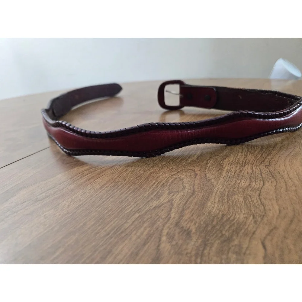 Mens Western Leather Belt Tooled Buckle‎ Brown Vintage Style